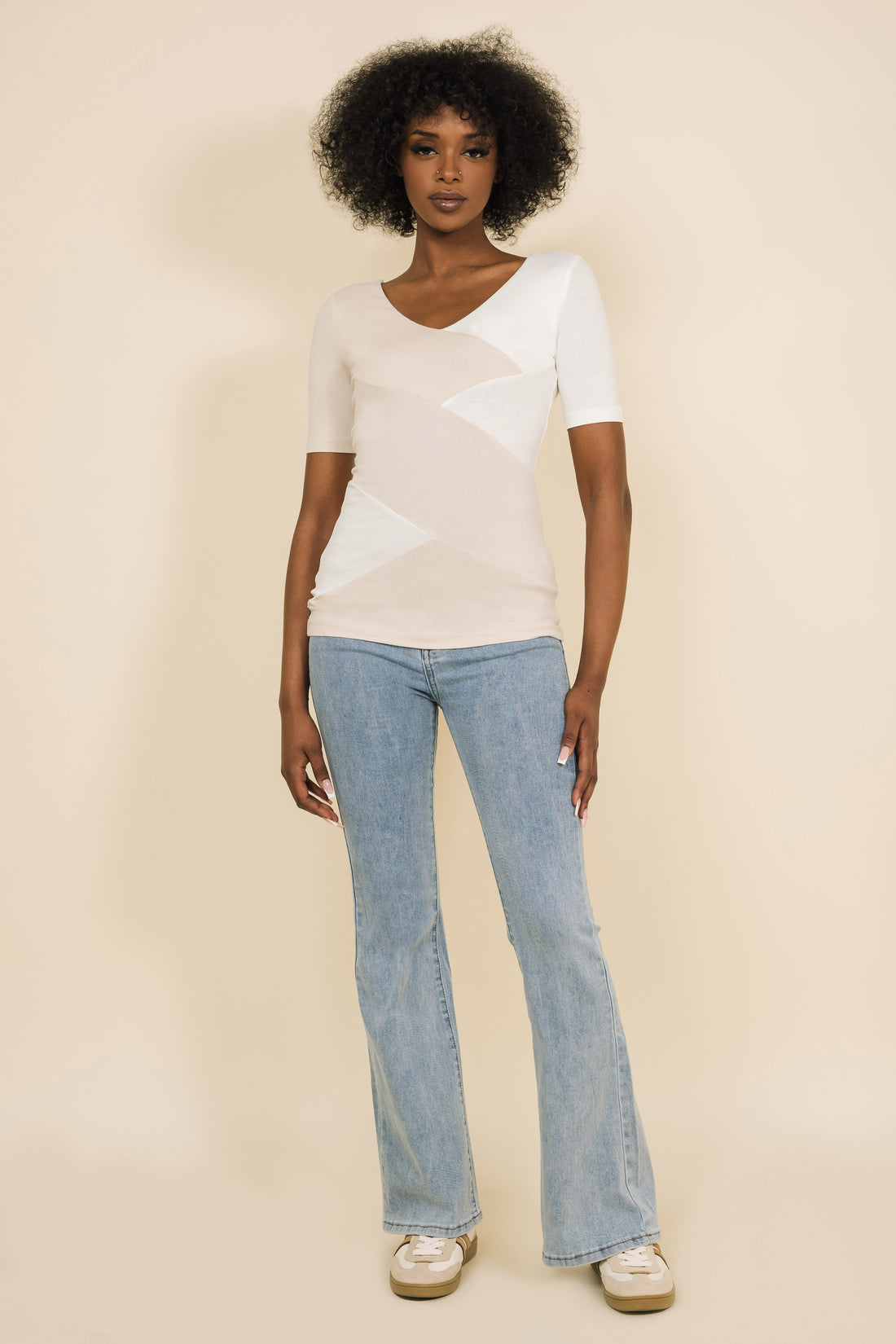 Gréta rövid ujjú felső ekrü/bézs