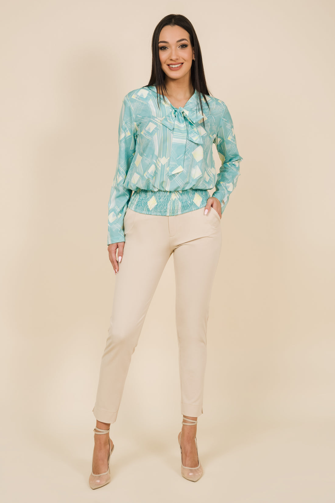 Nizata felső menta/türkiz mintás