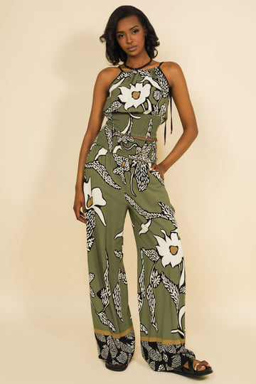 Bizin nadrág khaki mintás