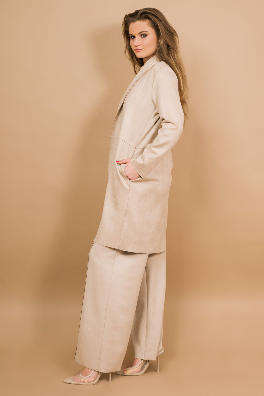 Irina velúr kardigán homok