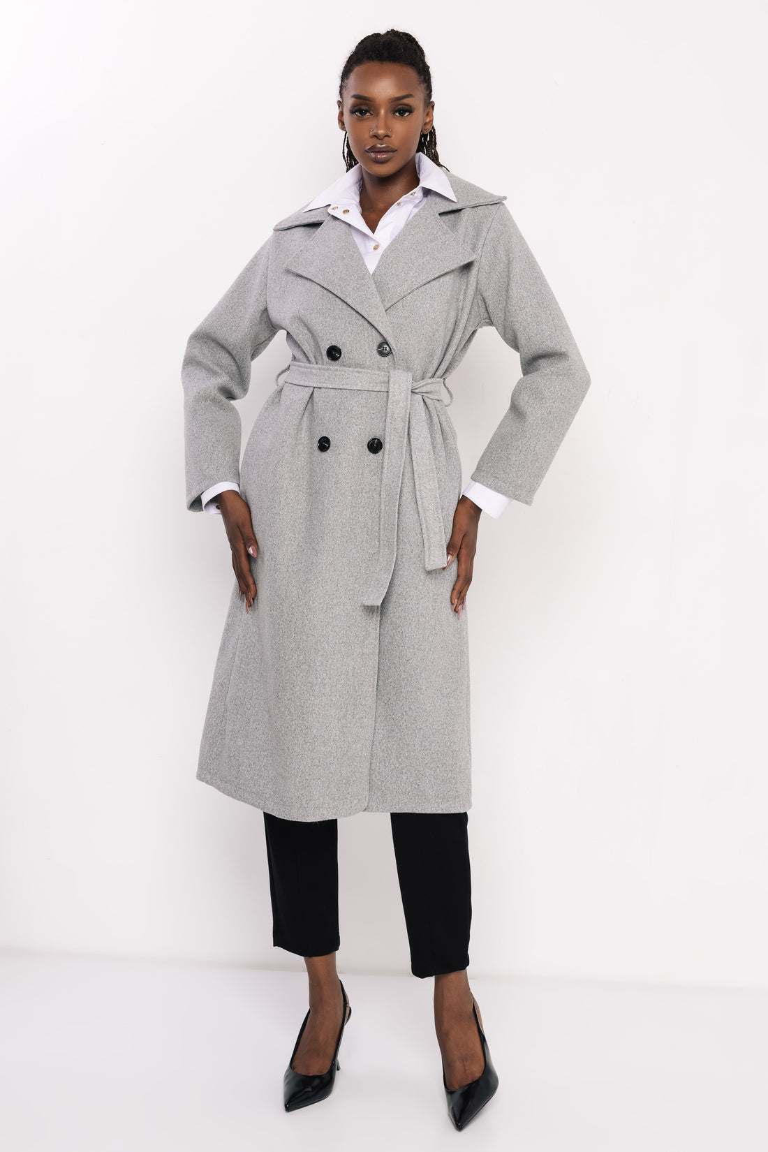 Poma szövetkabát melange szürke