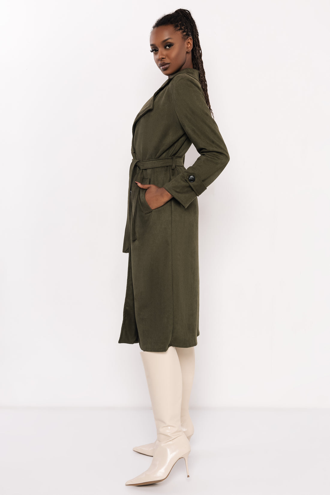 Drina művelúr kabát khaki