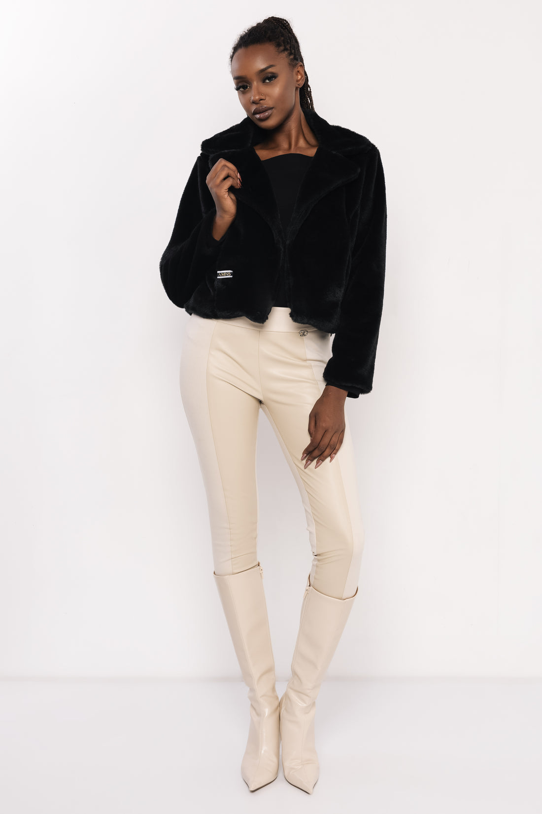 Furila szőrme kiskabát fekete