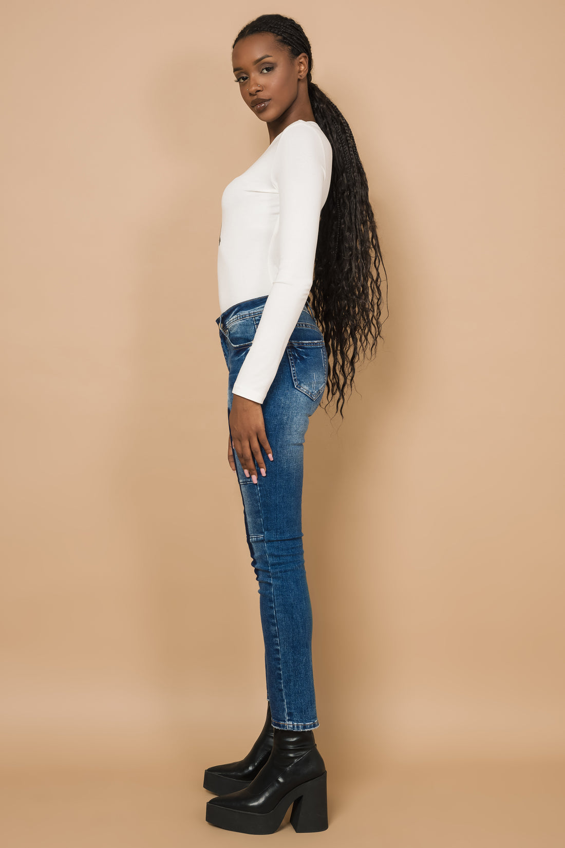 Carmi foltos nadrág farmerkék