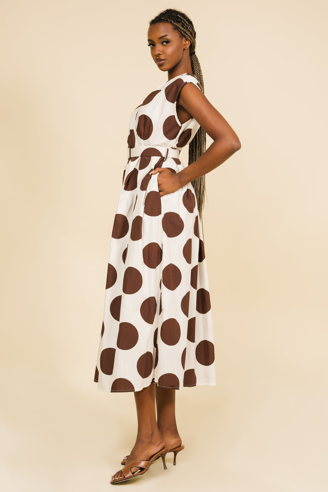 Albany ruha ekrü/barna pöttyös