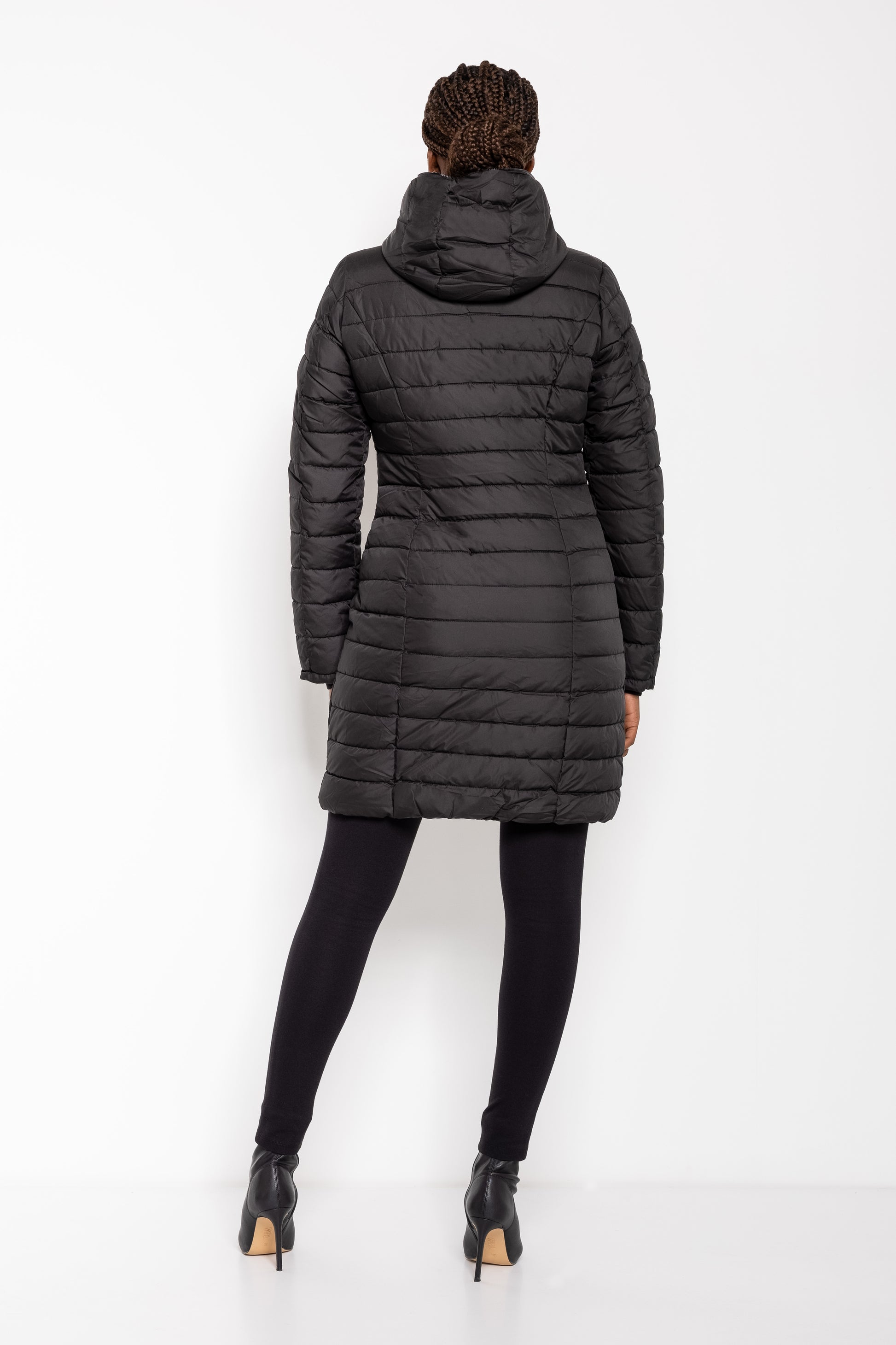 3/4-es, oldalt patentos kabát fekete-3