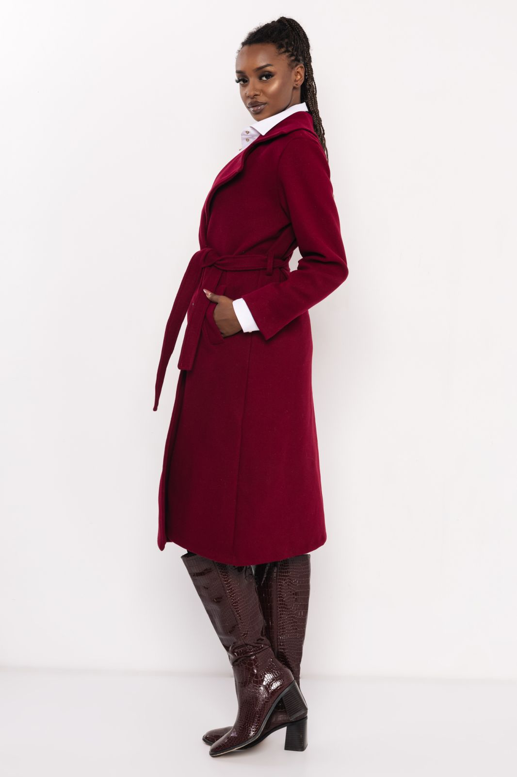 Poma szövetkabát burgundi
