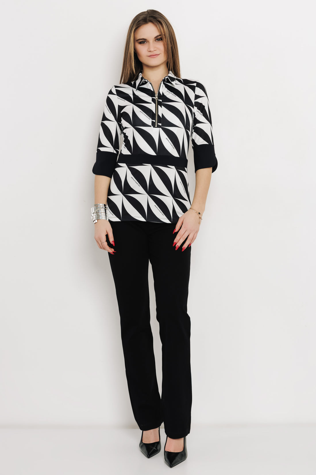 Aziza felső fekete mintás