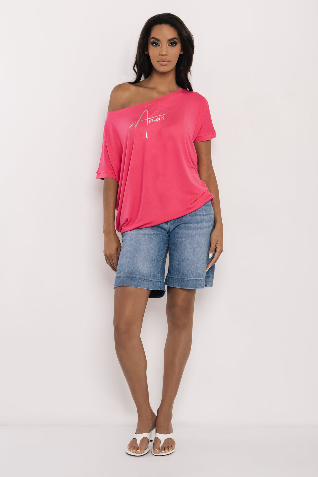 Bony rövid ujjú tunika neonpink