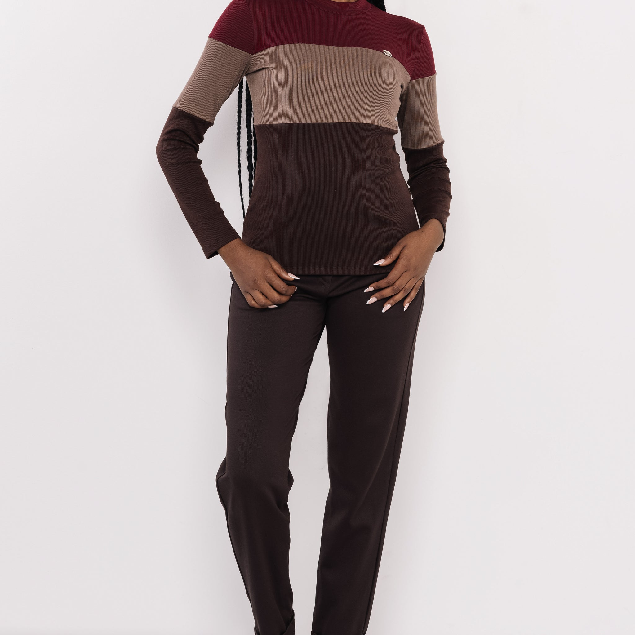 Alziza felső bordó/csokoládé/fekete