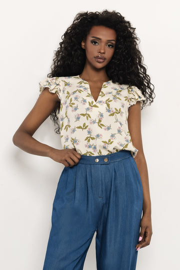 Gombi blúz bézs/virágos