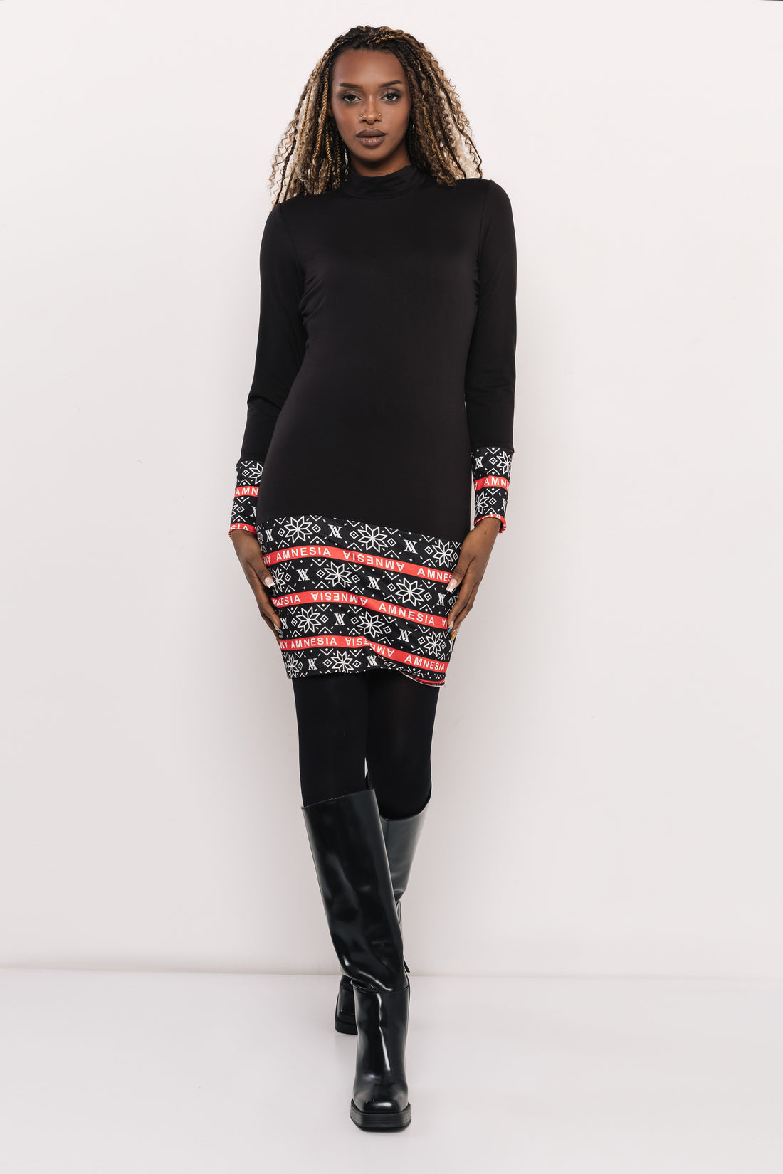 Winter ruha fekete/hópihe mintás