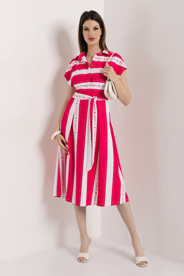 Lusy ruha pink/ekrü csíkos