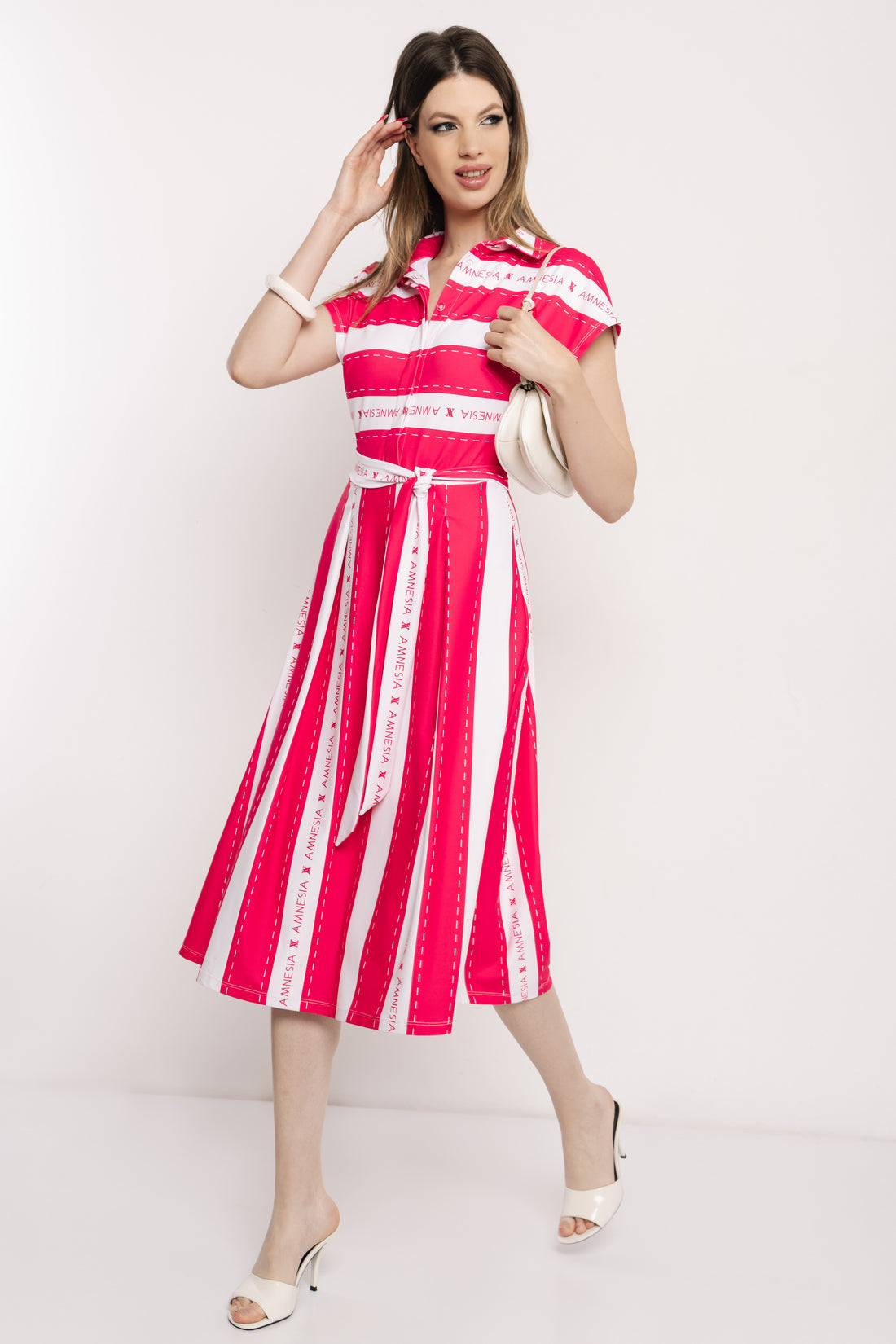 Lusy ruha pink/ekrü csíkos