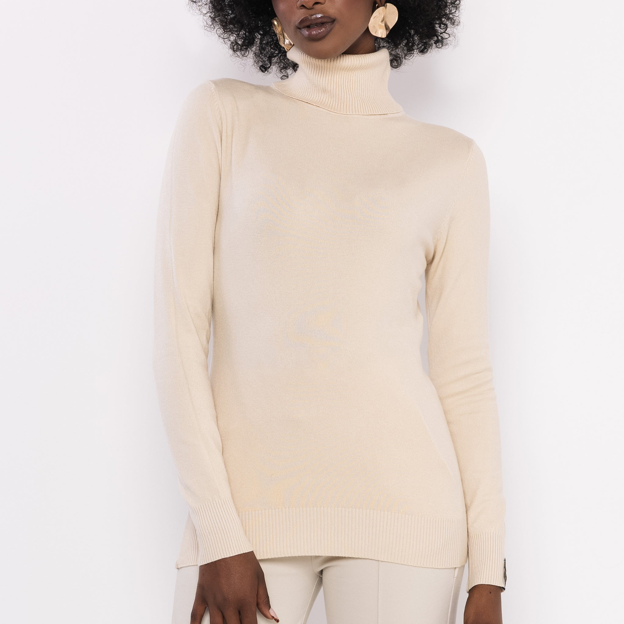 Bodza garbónyakú pulóver homok