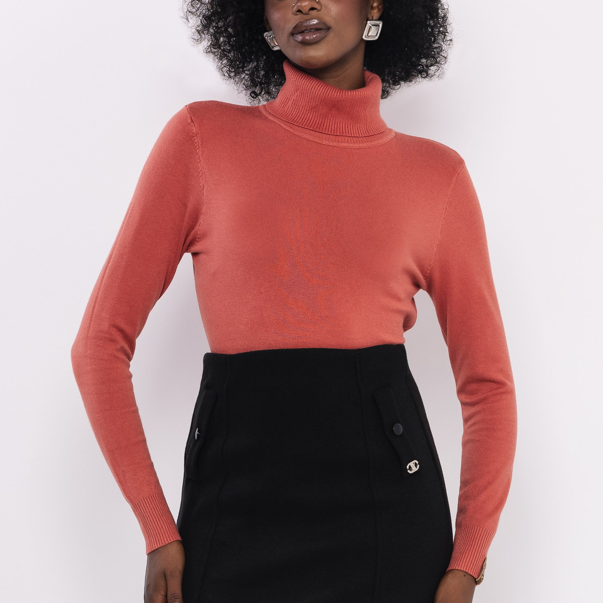 Bodza garbónyakú pulóver tégla