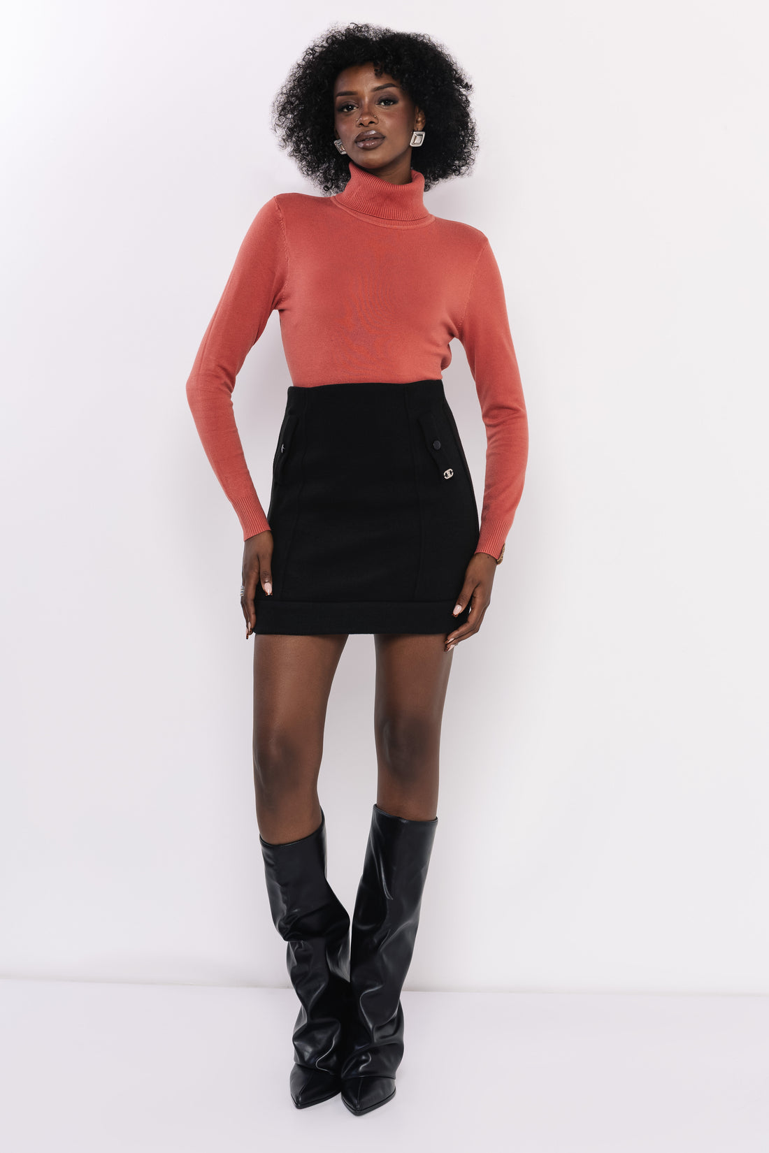 Bodza garbónyakú pulóver tégla