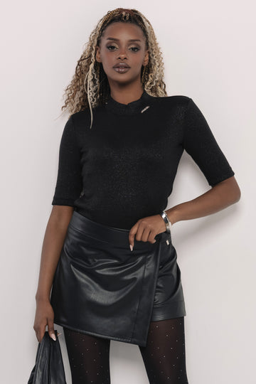 Polona lurexes felső fekete