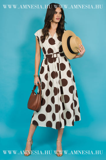 Albany ruha - ekrü/barna pöttyös