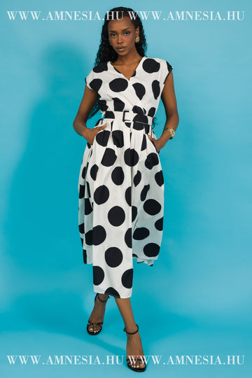 Albany ruha - ekrü/fekete pöttyös
