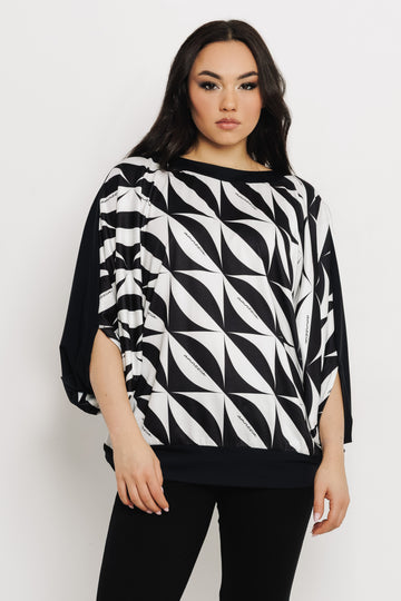 Habiba felső fekete mintás
