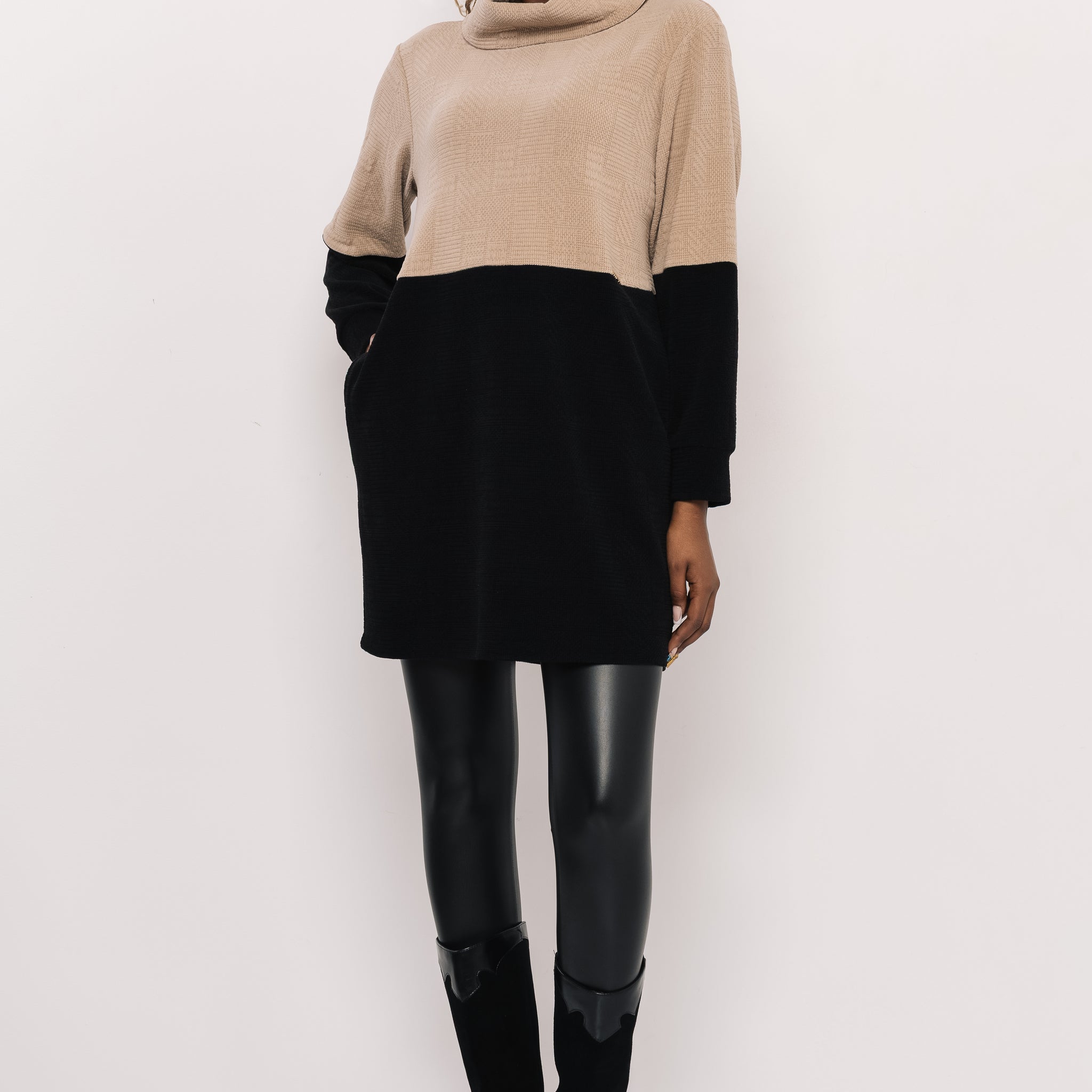 Hime tunika - bézs+fekete