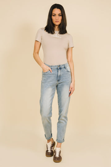 Mom fit farmernadrág - kék