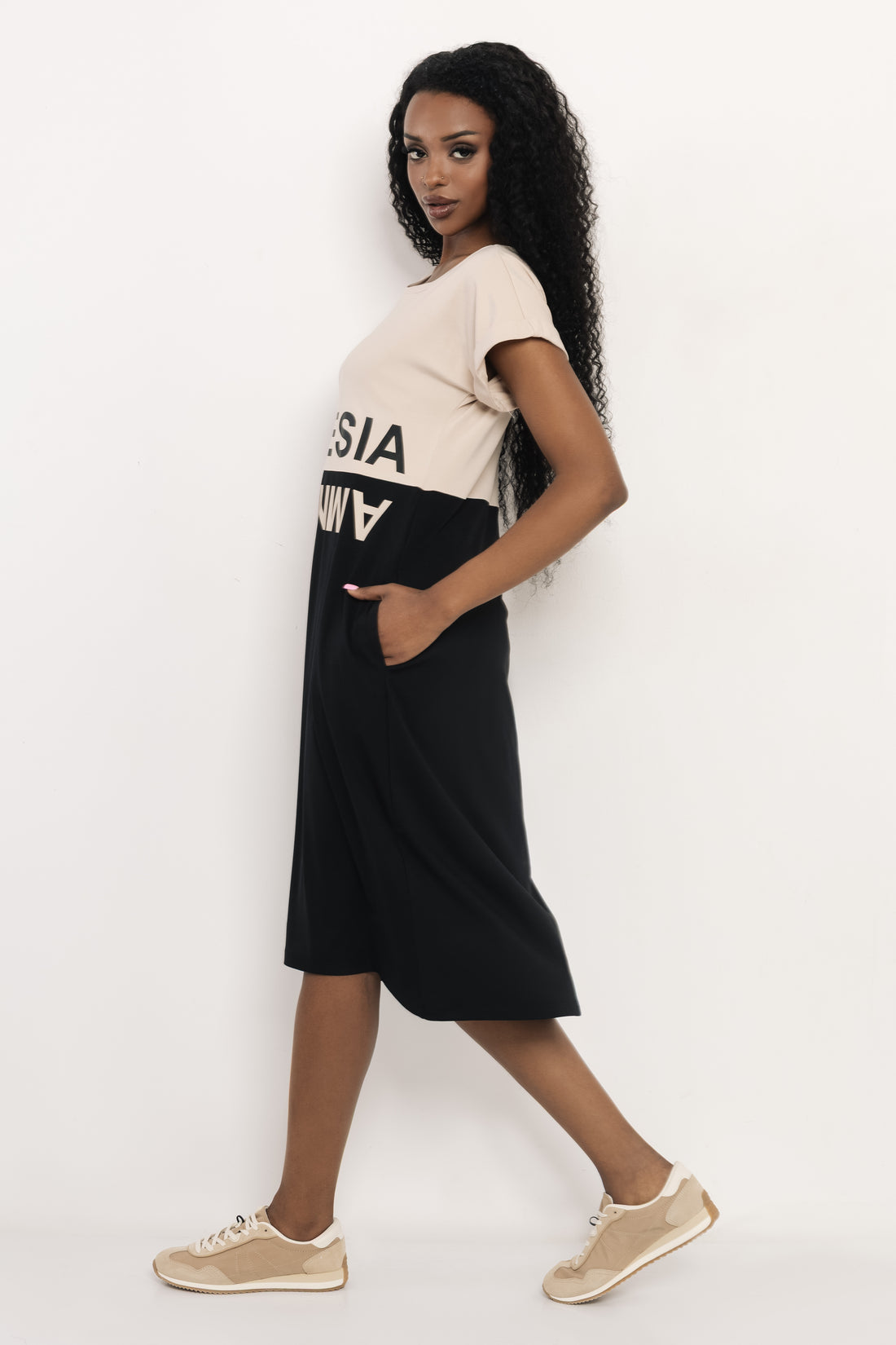 Noni ruha fekete/bézs