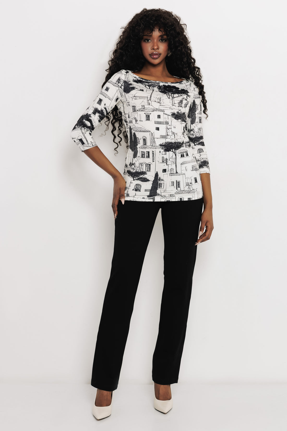 Emira felső ekrü/mintás