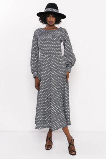 Meloni ruha ekrü-fekete A mintás