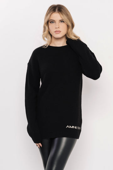 Inka írásos pulóver fekete