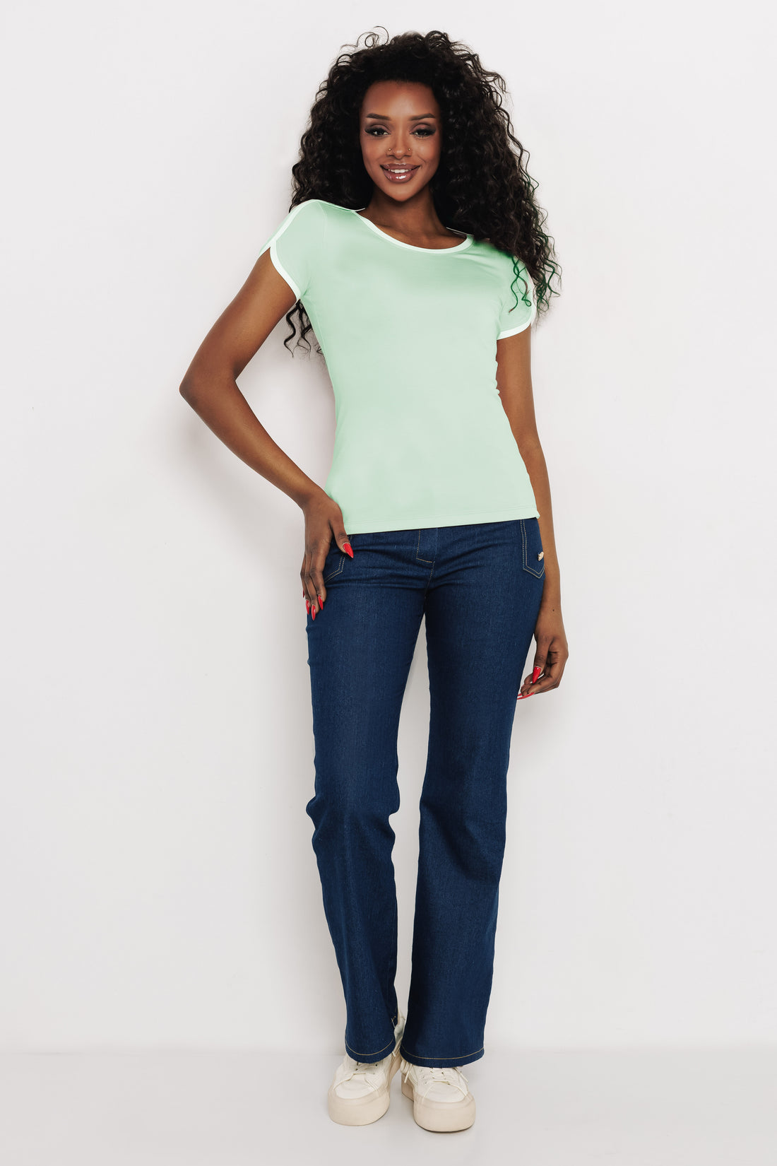 Sany felső menta/ekrü