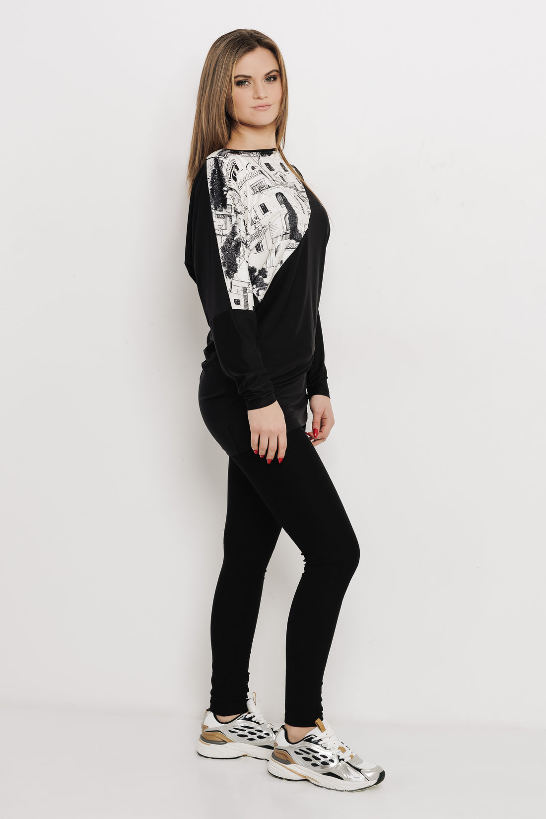 Bernisz bőfelső mintás/fekete