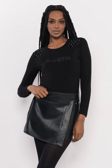 Héra szórt köves felső fekete