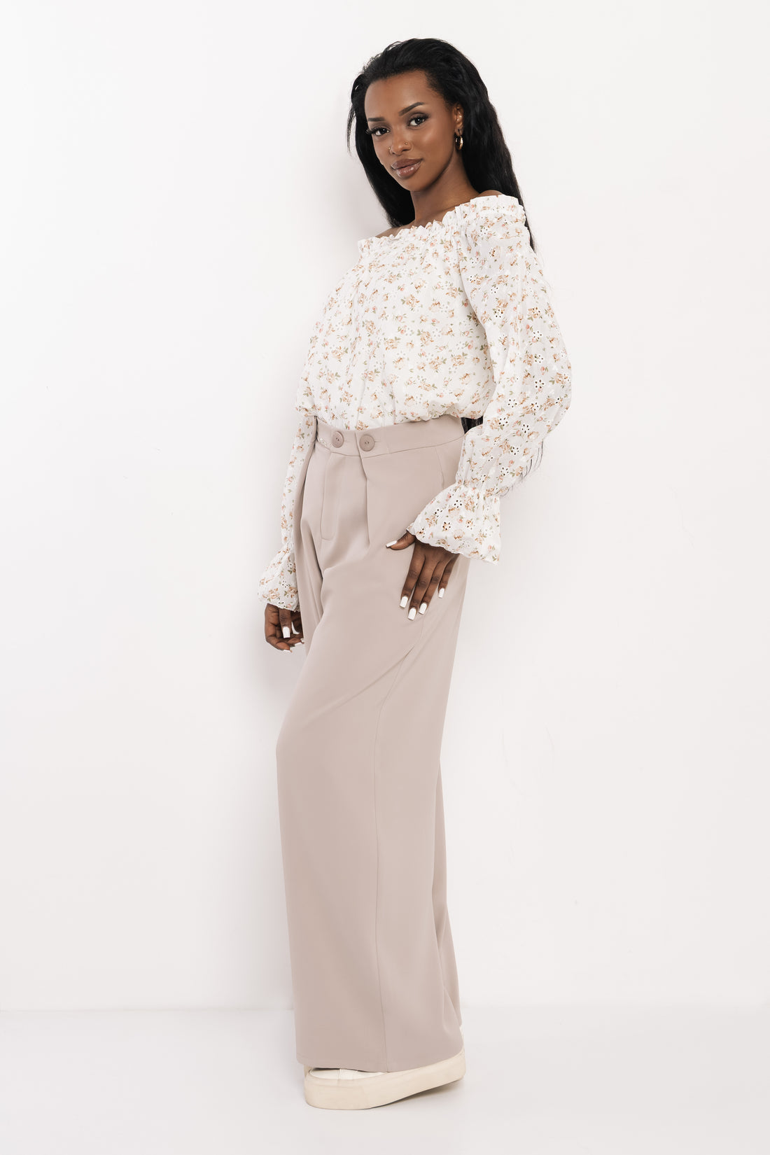 Miko blúz barna virágmintás