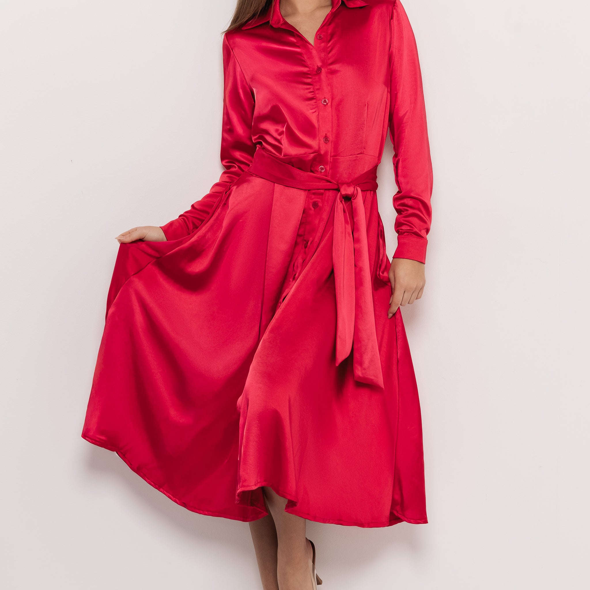 Evers ruha szatén piros