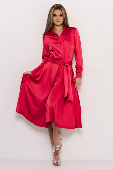 Evers ruha szatén piros