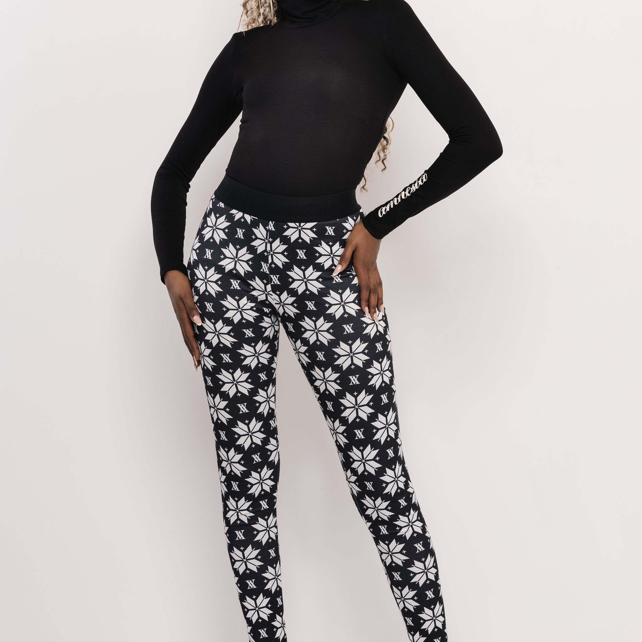 Trux mintás leggings fekete/hópehely