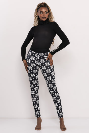 Trux mintás leggings fekete/hópehely
