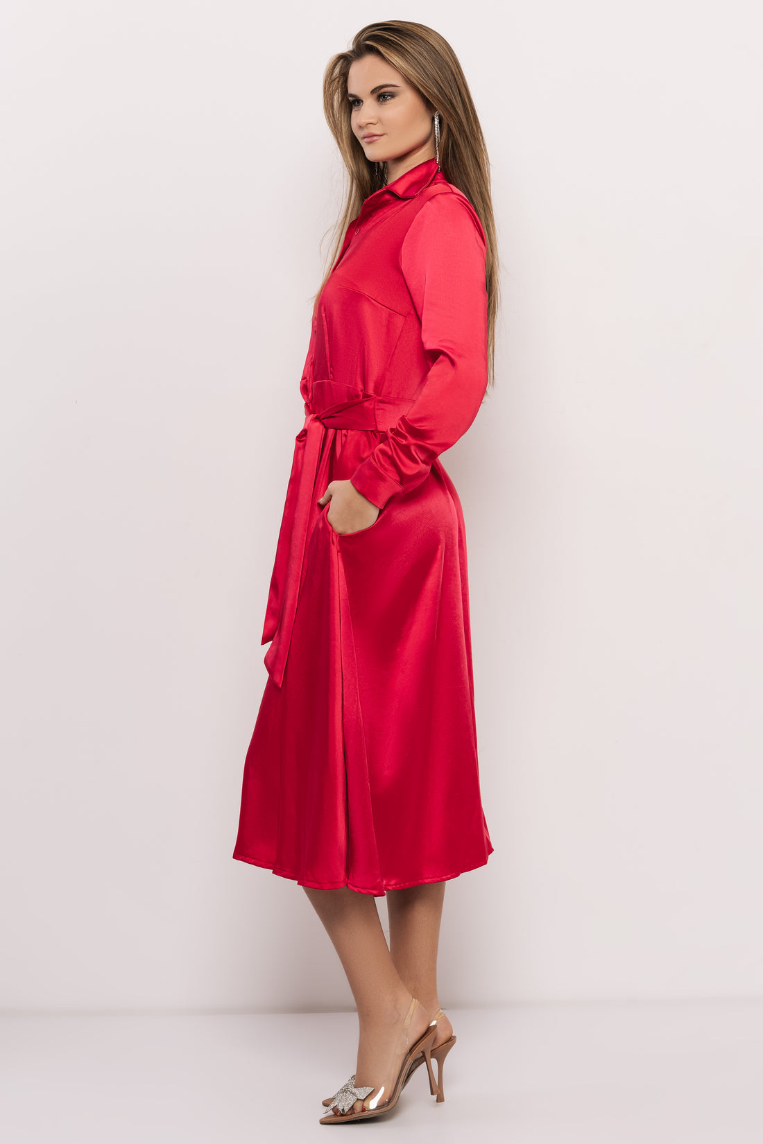 Evers ruha szatén piros