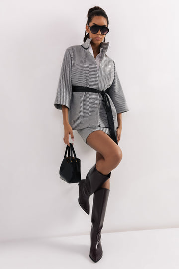 Etili poncsó szürke/fekete