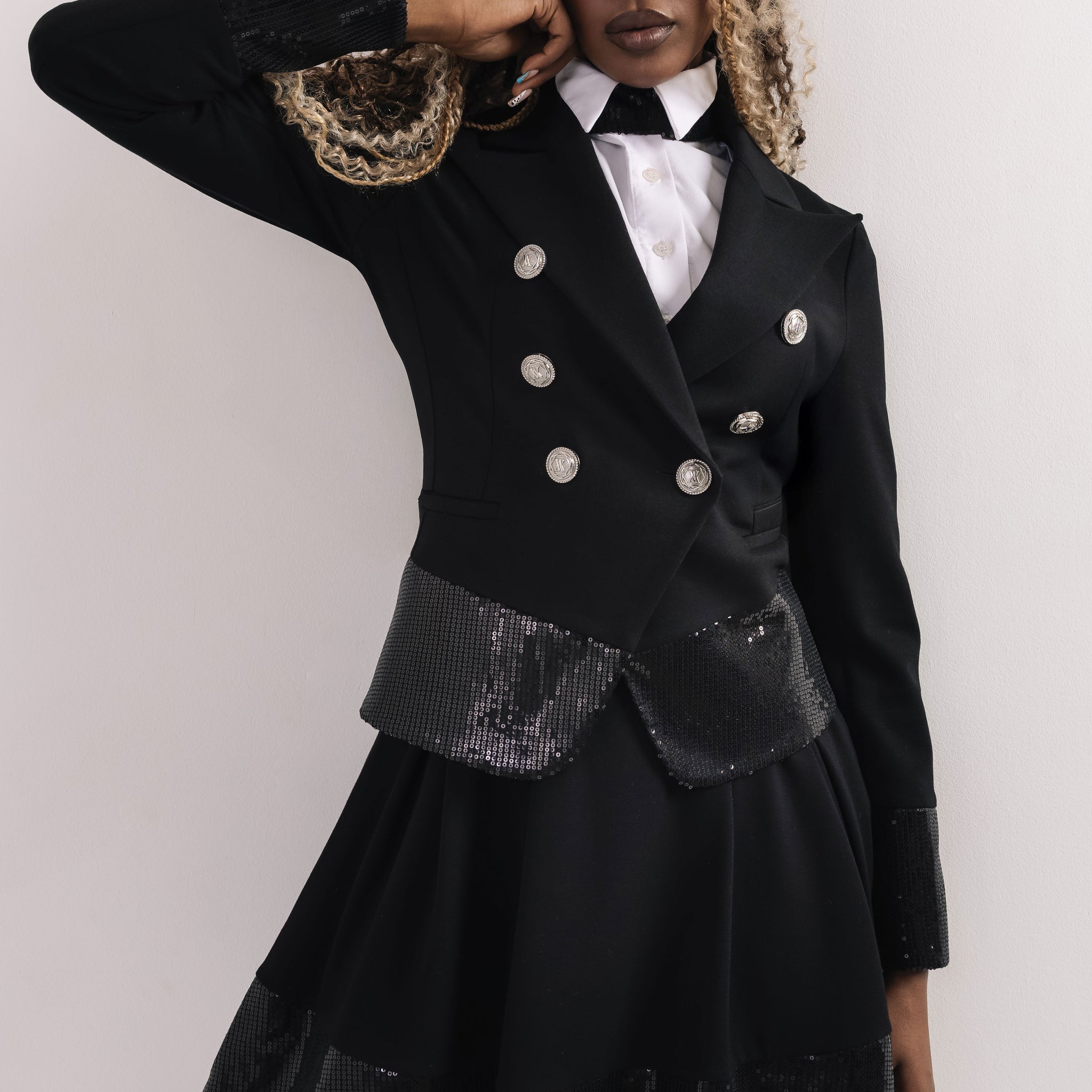 Flitter zakó fekete