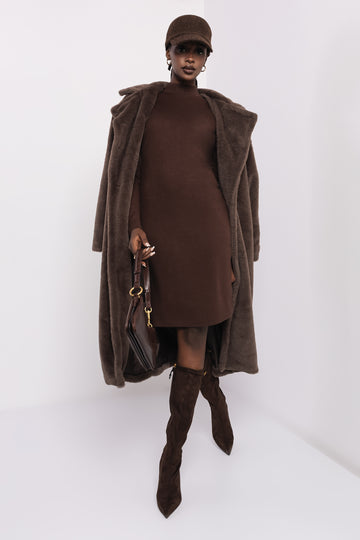 Floris szőrme hosszú kabát barna