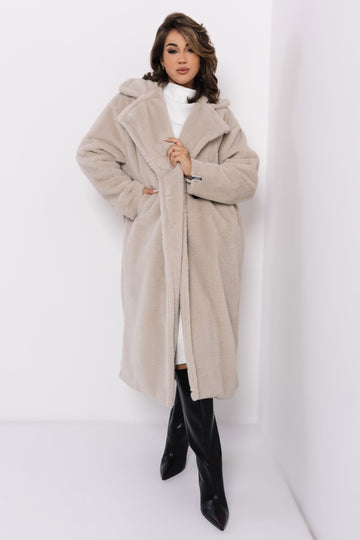 Floris szőrme hosszú kabát bézs