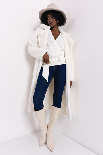 Floris szőrme hosszú kabát ekrü