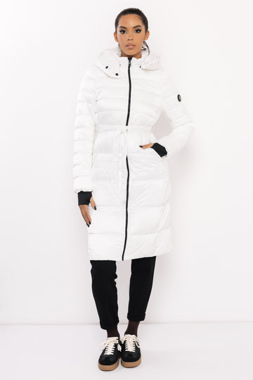 Blanka steppelt hosszú télikabát fehér