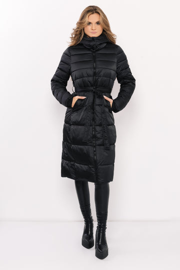 Blanka steppelt hosszú télikabát fekete