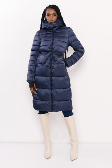 Blanka steppelt hosszú télikabát kék