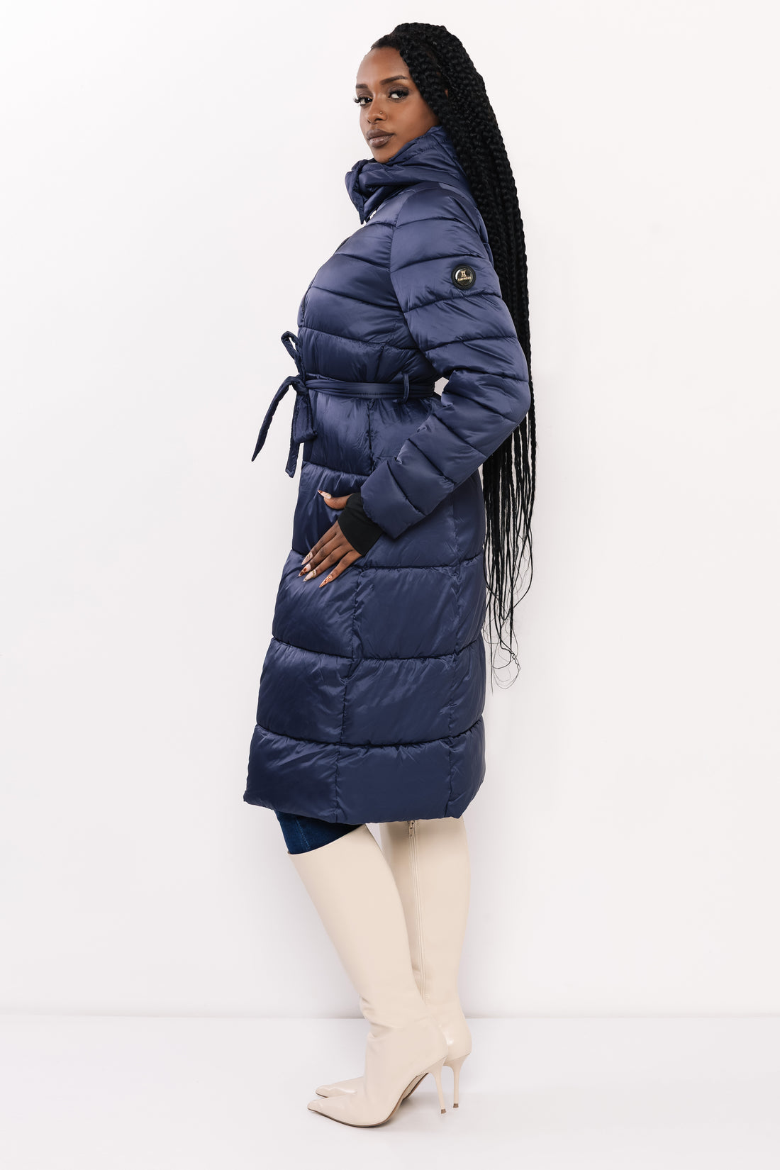 Blanka steppelt hosszú télikabát kék