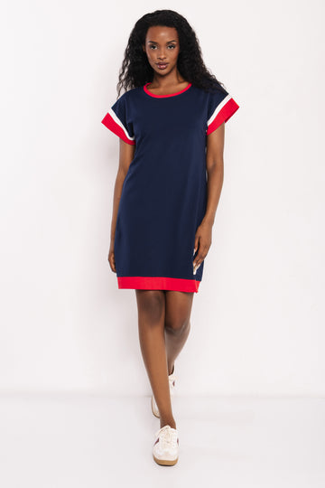 Kitta ruha navy/piros/ekrü